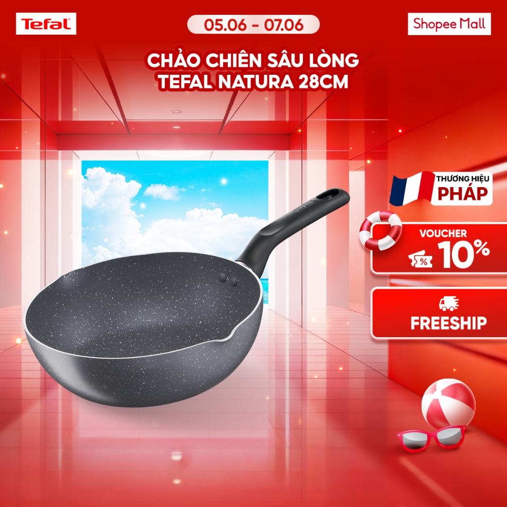 Chảo sâu lòng Tefal Natura 28cm, dùng cho bếp gas và hồng ngoại - BH 2 năm - B2266695