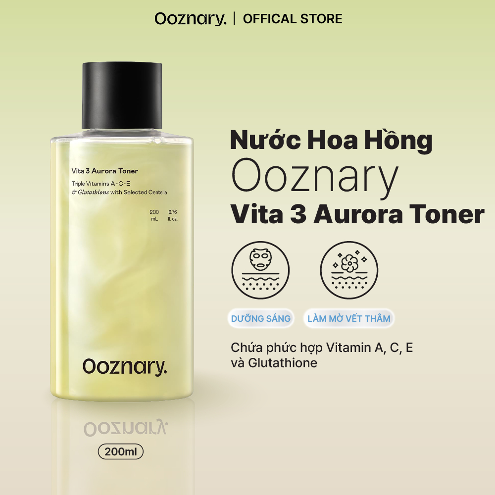 Nước hoa hồng Ooznary Vita 3 Aurora Toner 200ml cấp ẩm cải thiện vết thâm