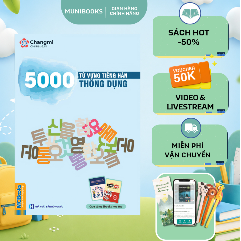Sách - 5000 Từ Vựng Tiếng Hàn Thông Dụng - MCBooks
