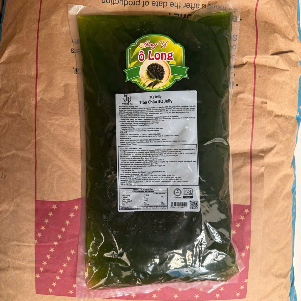 Trân châu ô long olong dai giòn, Trân châu 3Q Hoàng Hải topping trà sữa túi 2kg