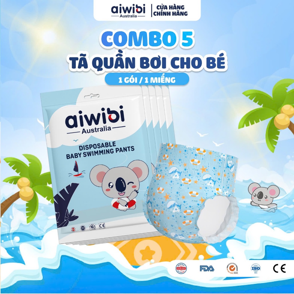 [AIWIBI] Combo Tã/Bỉm Quần Bơi Cao Cấp Aiwibi 1 Miếng/Gói, Nhiều Size M/L/XL/XXL/XXXL
