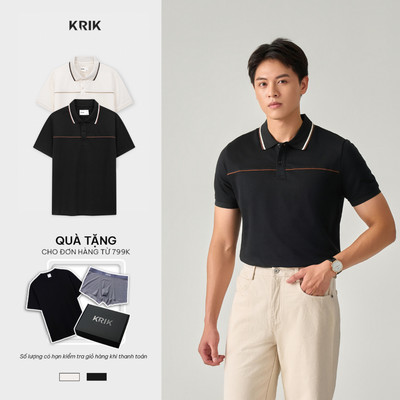 Áo Polo Nam KRIK Form Regular Thiết Kế Phối Lé Ngực Gọn Gàng Thanh Lịch PL2304