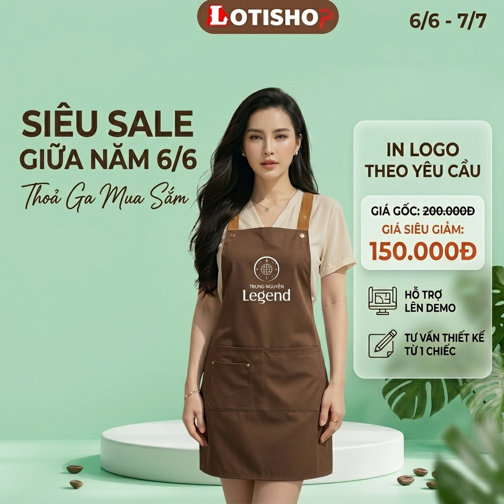 In lo go thương hiệu theo yêu cầu,In tạp dề nấu ăn,quán cafe,tiệm nail