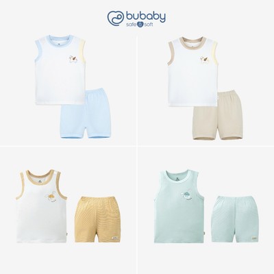 Bộ sát nách cổ tròn Bubaby nhiều màu cho bé từ 6 tháng đến lớn