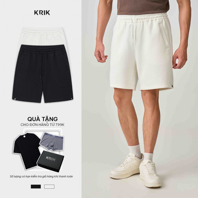 Quần Short Nỉ Nam KRIK Form Classic Thiết Kế Dây Rút Điều Chỉnh Trẻ Trung Năng Động QS8167