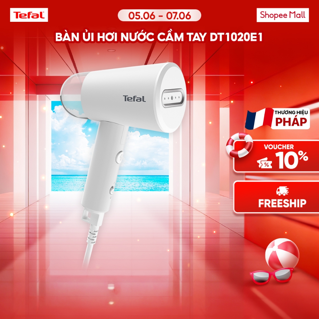 [Nhập shop voucher TEFAL110 giảm 15%]Bàn ủi hơi nước cầm tay Tefal Origin Travel DT1020E1