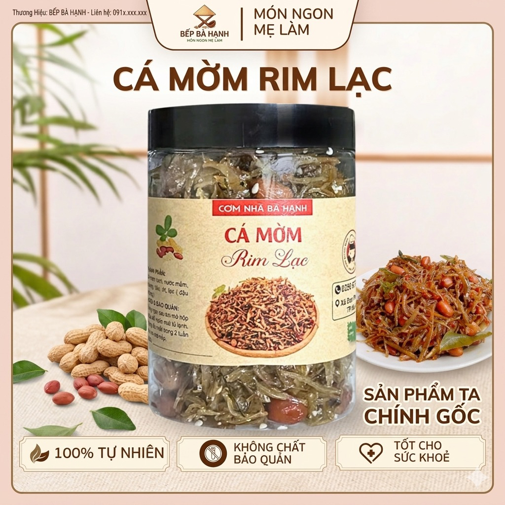 Cá Mờm Khô Rang Lạc, Cá Mờm Cơm Khô Rim Lạc Mặn Ngọt Cháy Tỏi Thơm Ngon - Bếp Bà Hạnh( Hũ 150gr)