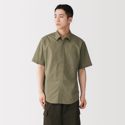 [26AW] MUJI Áo Sơ Mi Nam Vải Broadcloth Tay Ngắn