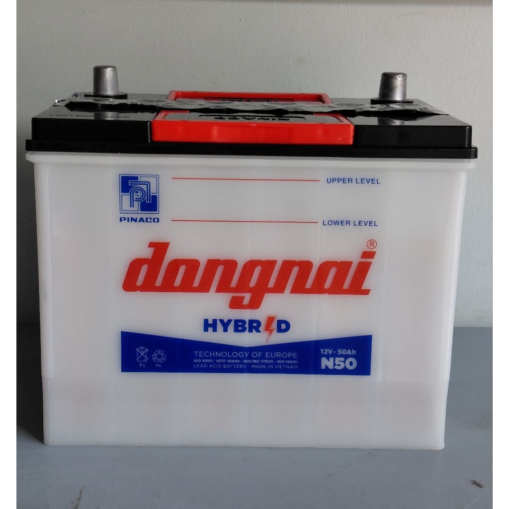 Bình ắc quy nước 12v Hybrid đồng nai N50 | 12V - 50ah ( kèm acid châm bình), sài đèn quạt, oxy cá
