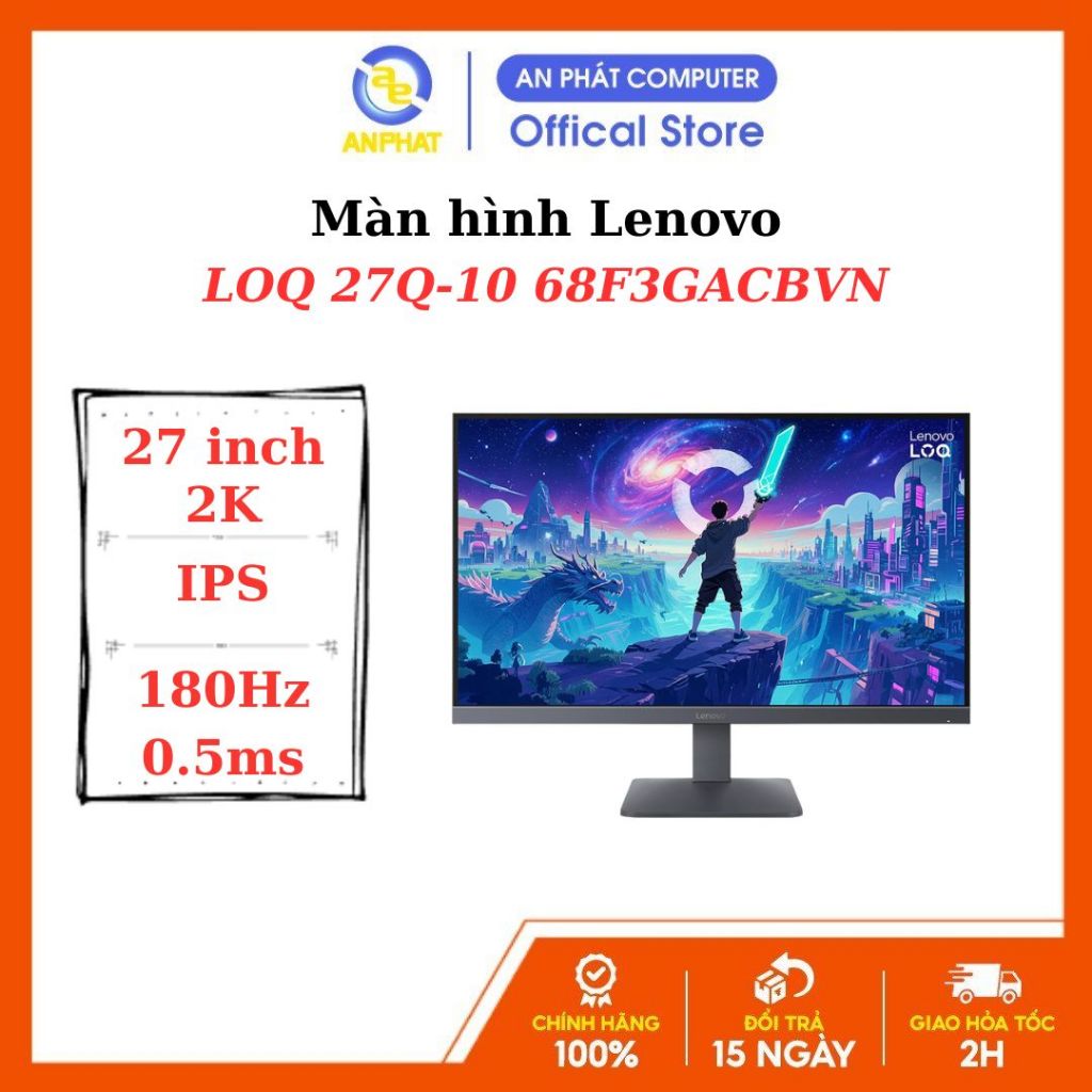 Màn hình Gaming Lenovo LOQ 27Q-10 68F3GACBVN | 27 inch IPS 2K QHD - 180Hz - 0.5ms - Chuyên Game & Đồ
