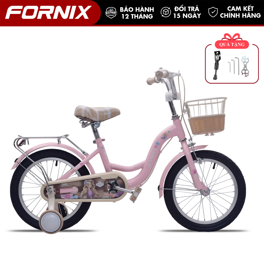 Xe Đạp Trẻ Em Swat FORNIX ZN16 Dành Cho Bé Gái Khung Thép Vòng Bánh 16 Inch