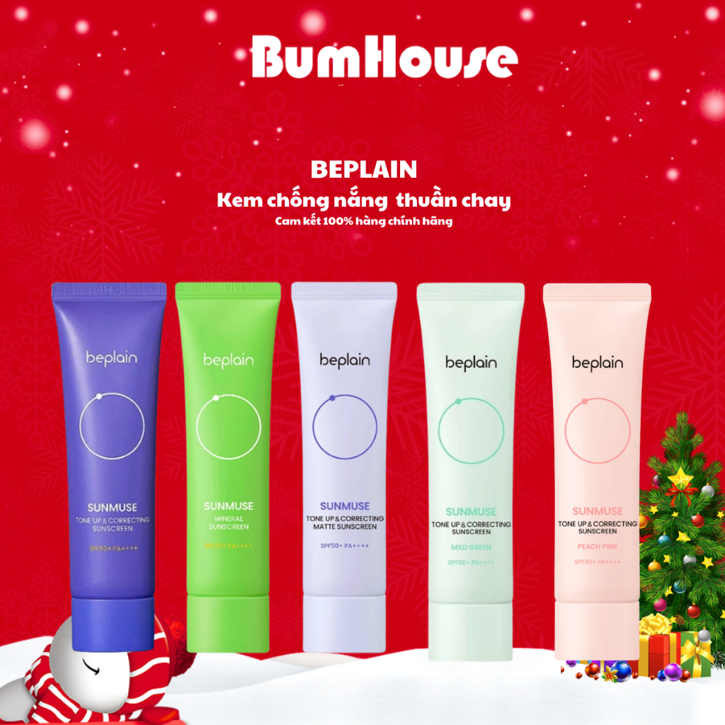 Kem Chống Nắng Beplain Sunmuse Tone Up & Correcting/ Sunmuse Mineral/ Matte/Peach Pink/Mild Green Su