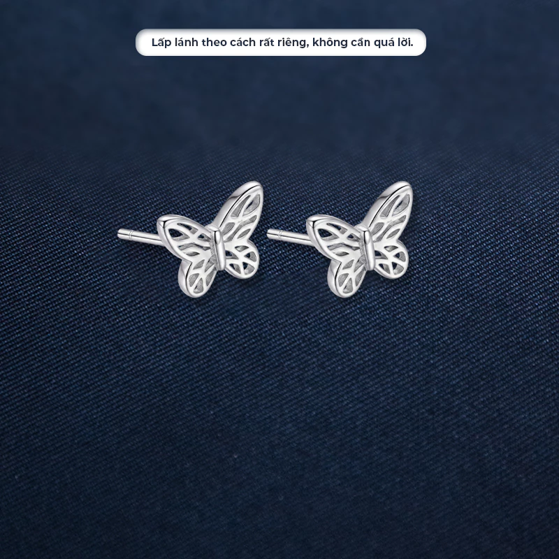 Bông tai bạc Ý S925 cánh tiên thanh thoát Asimi Ethereal Fly KT34 3