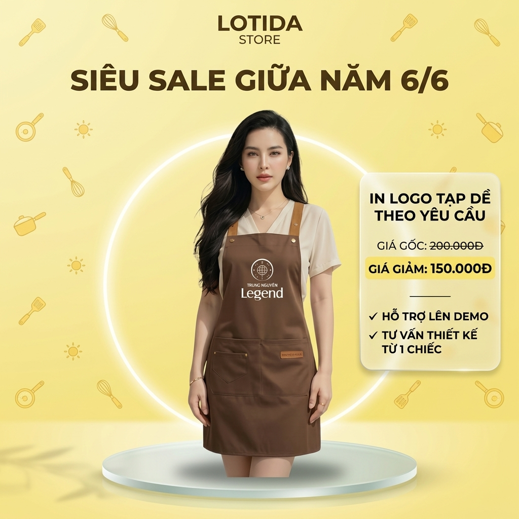 In lo go thương hiệu theo yêu cầu,In tạp dề nấu ăn,quán cafe,tiệm nail,quán cắt tóc
