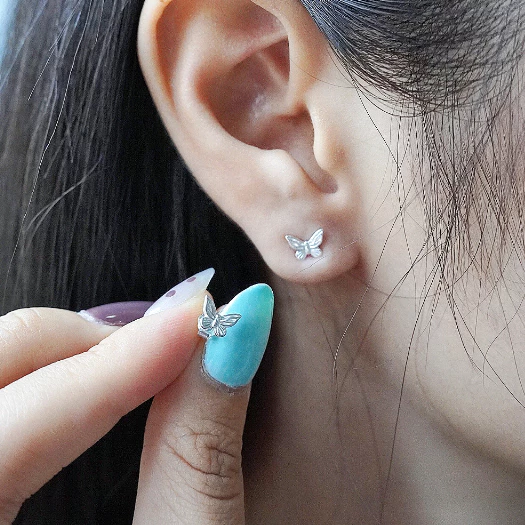 Bông tai bạc Ý S925 cánh tiên thanh thoát Asimi Ethereal Fly KT34 5