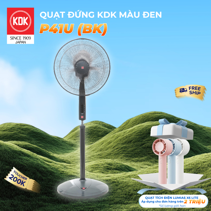 Quạt Nhật đứng KDK P41U(BK)  màu Đen - Bảo Hành Chính Hãng 2 Năm