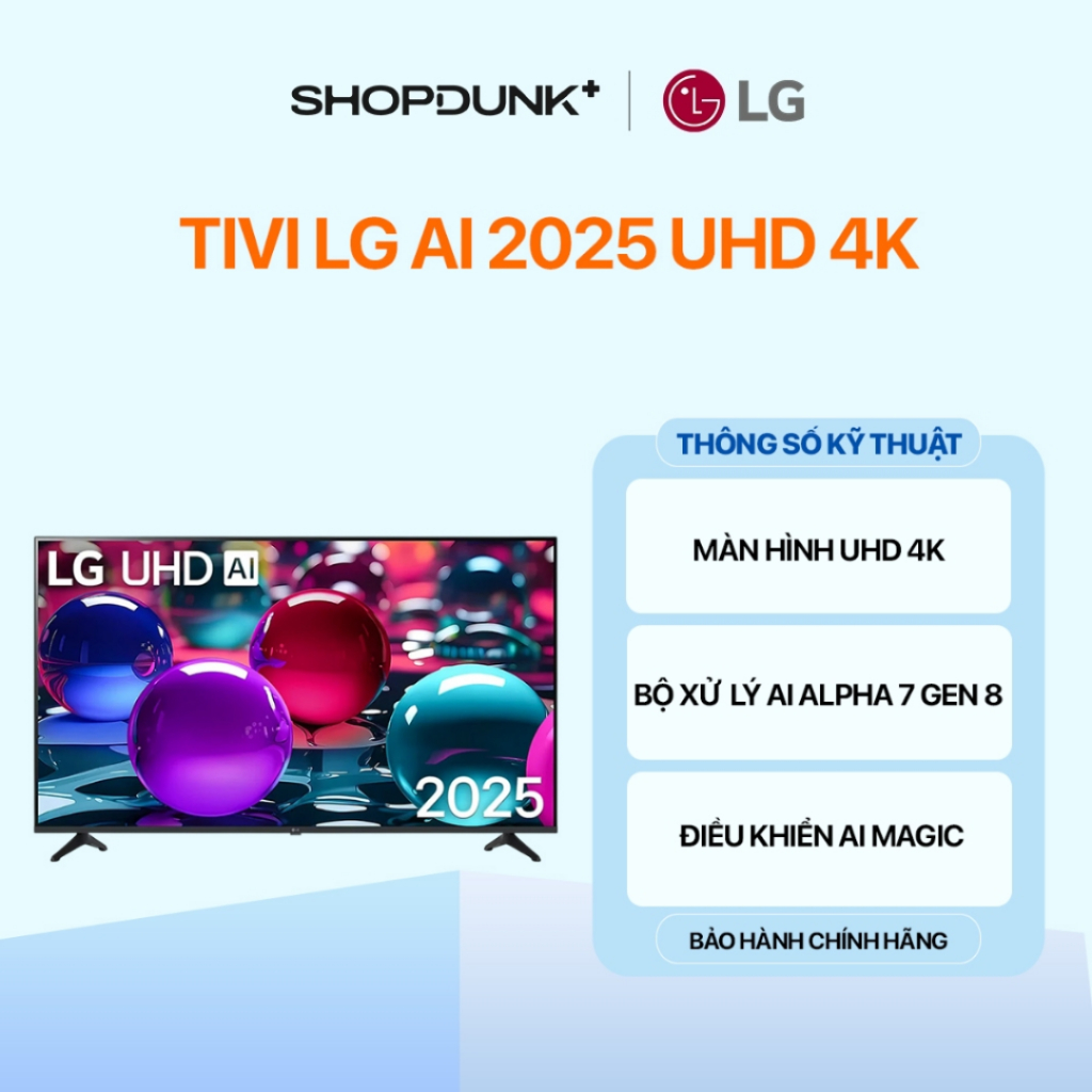 [LIVESTREAM] [Phí Lắp đặt 0Đ HN HCM] Smart Tivi LG AI 2025 UHD 4K 50 Inch 50UA7350/ 55 Inch 55UA7350