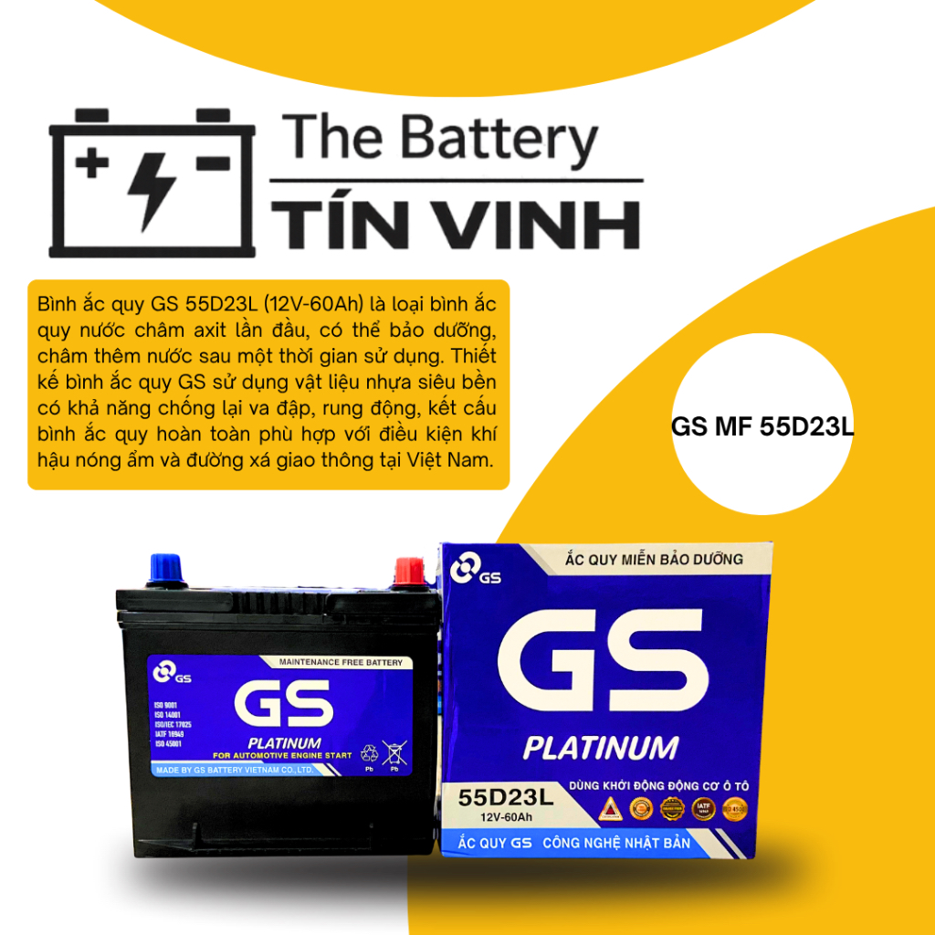 Bình ắc quy GS 55D23L (12V-60Ah)