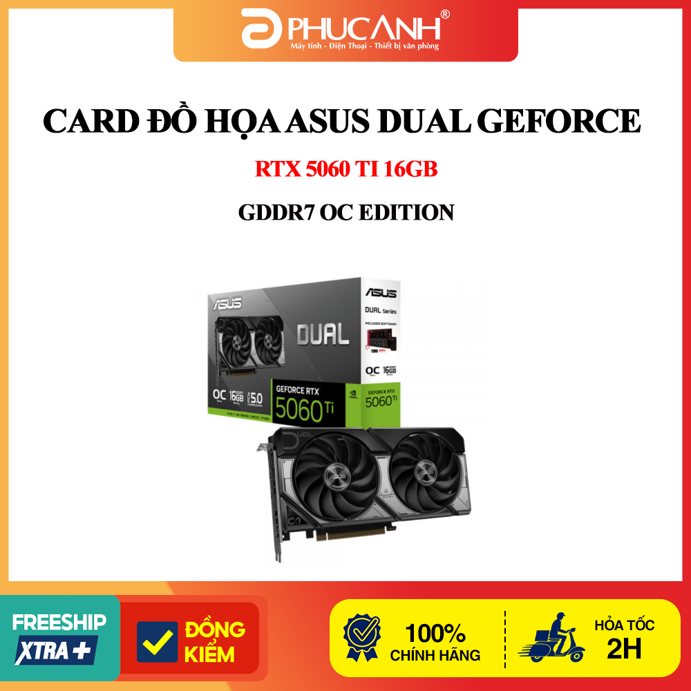 Card đồ họa Asus Dual GeForce RTX 5060 Ti 16GB GDDR7 OC Edition