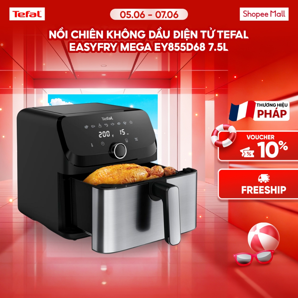 Nồi chiên không dầu Tefal EY855D68 7.5L - Dung lượng lớn, công nghệ Rapid Air