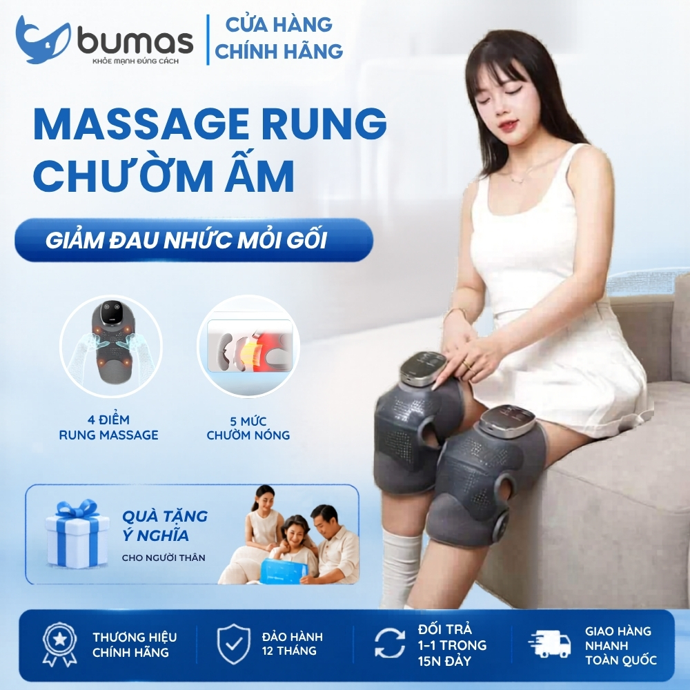 Máy Massage Khớp Gối BUMAS M6 Pro – Chườm Ấm Thảo Dược, Lưu Thông Khí Huyết, Giảm Đau Nhức Mỏi Gối