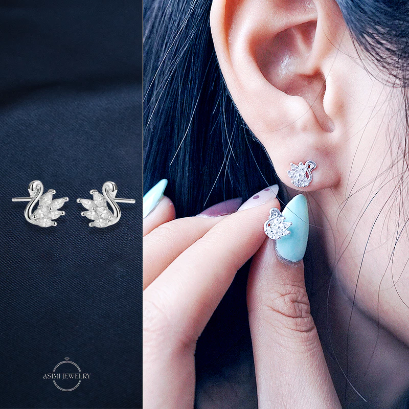 Bông tai bạc nữ S925 Thiên Nga Asimi Odette Swan KT36 4