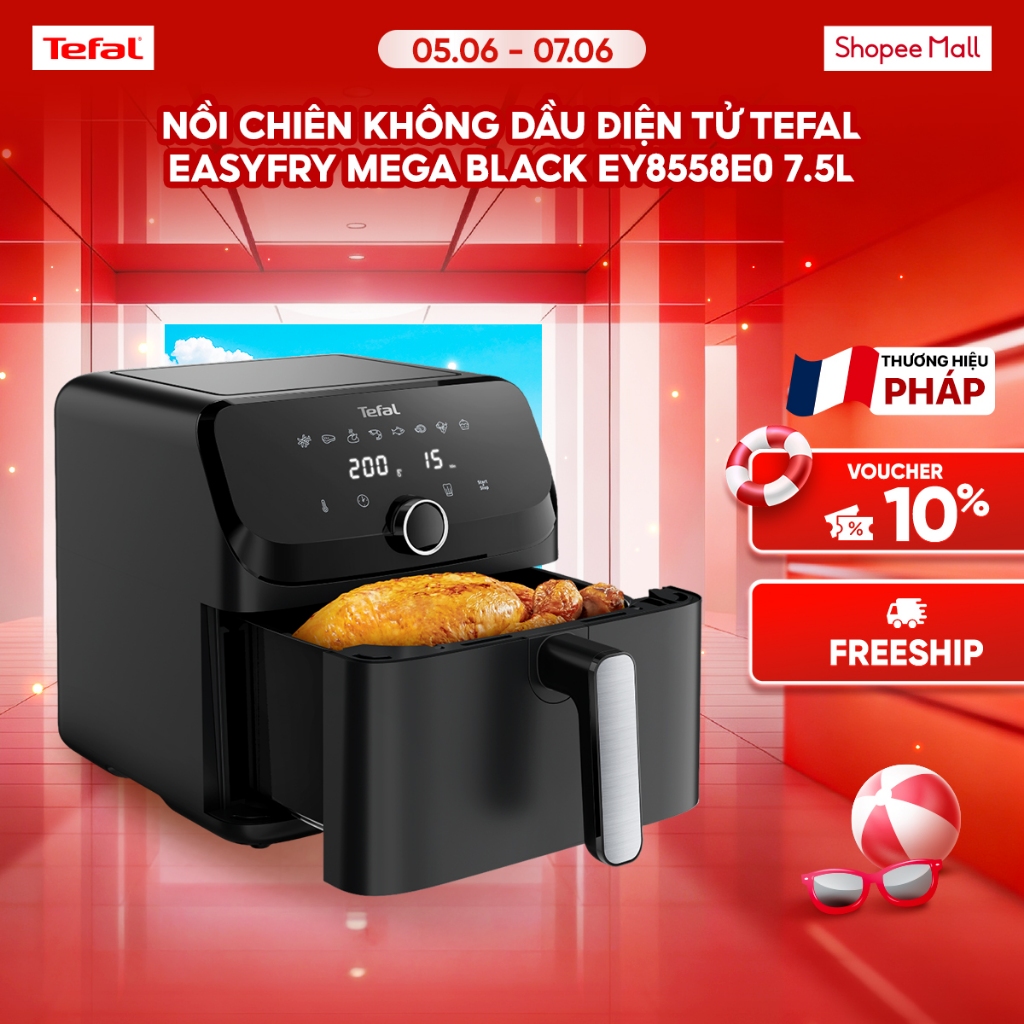 Nồi chiên không dầu điện tử Tefal EasyFry Mega Black EY8558E0 7.5L