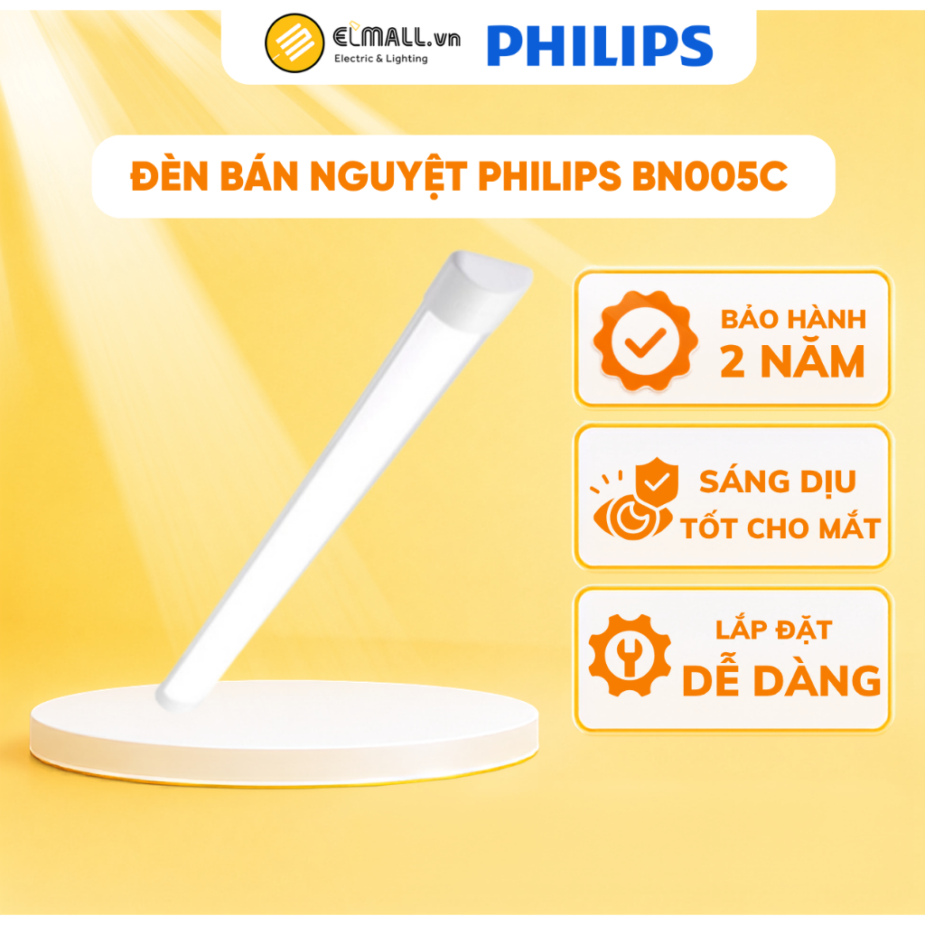 Đèn led bán nguyệt Philips BN005C PSU GM 20W L600, 40W L1200 4000K/6500K CHÍNH HÃNG GIÁ RẺ