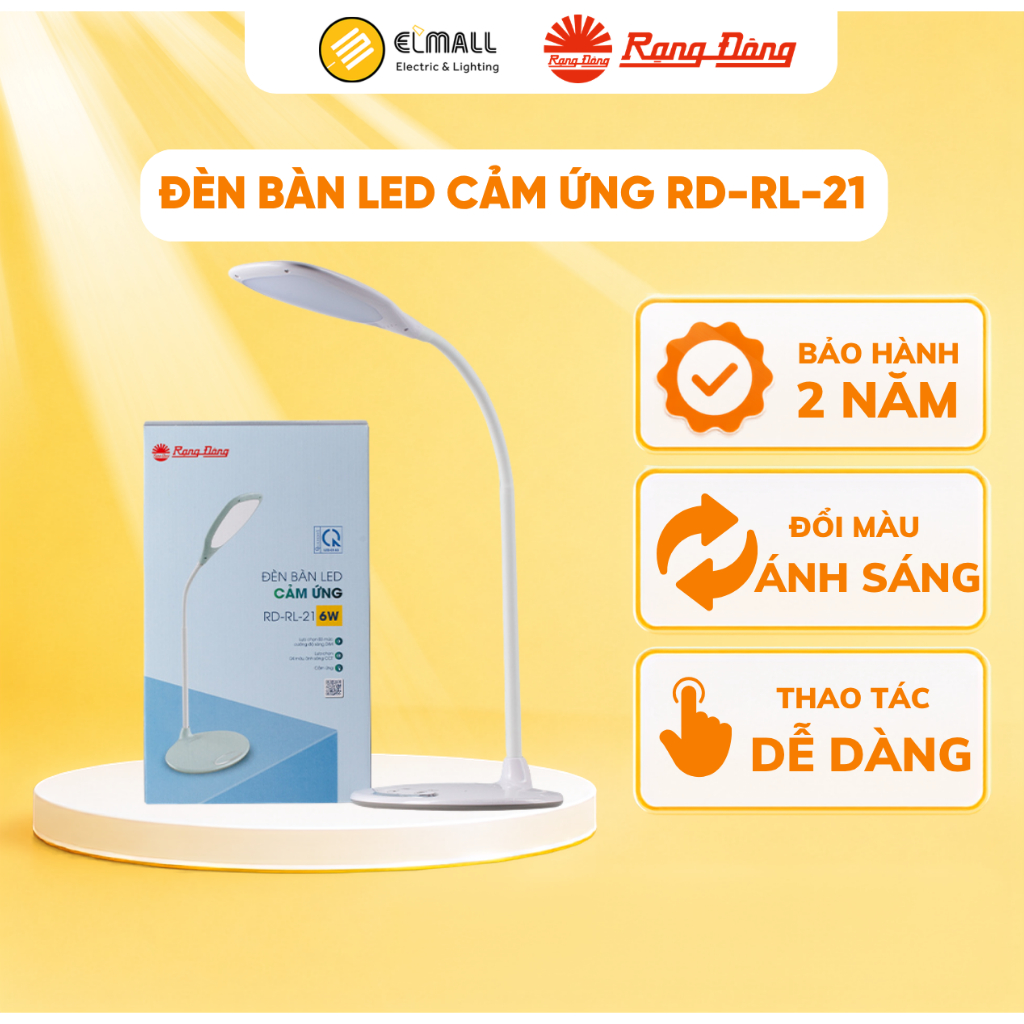 Đèn Bàn Học Chống Cận Rạng Đông 8W Cảm Ứng 3 Mức Sáng Bảo Vệ Mắt Thị Lực MODEL RD-RL-21