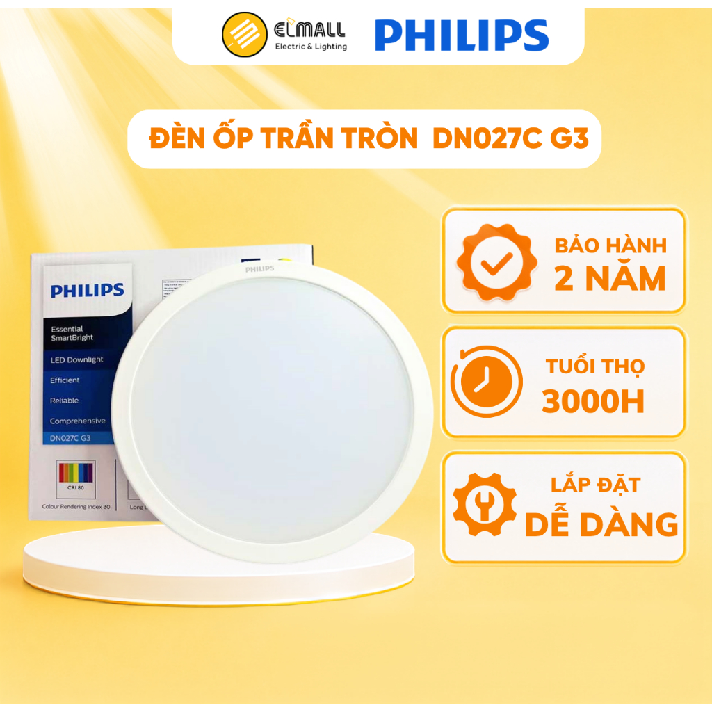 Đèn led ốp trần gắn nổi 9W, 12W, 15W, 19W DN027C G3 Philips - ELMALL