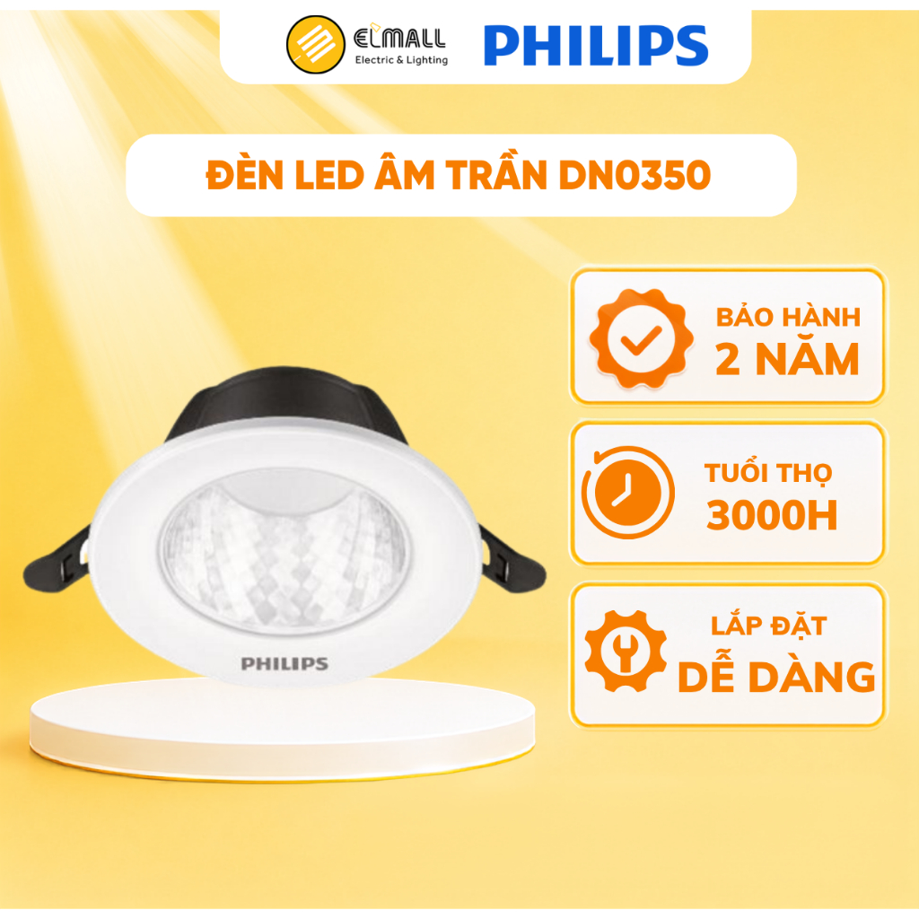 Đèn led âm trần Philips DN350B công suất 8W, 12W, 20w, 32W, Đèn âm trần Philips CHÍNH HÃNG - ELMALL