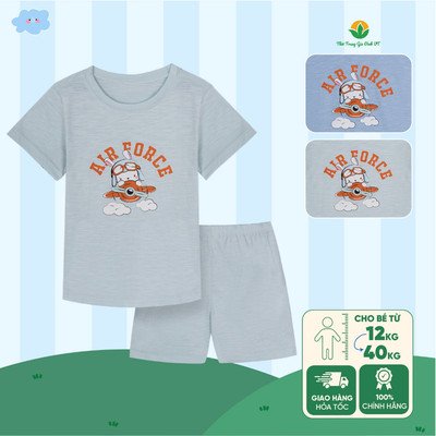Bộ cotton dệt kim bé trai quần đùi áo cộc tay in họa tiết  thời trang Việt Thắng - B63.6044TE