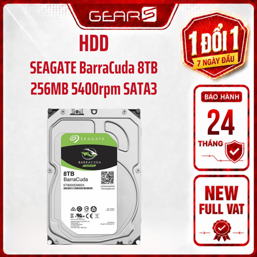 [Full Vat] Ổ cứng HDD SEAGATE BarraCuda 8TB/6TB 256MB 5400rpm SATA3 3.5"-Bảo Hành 24 Tháng
