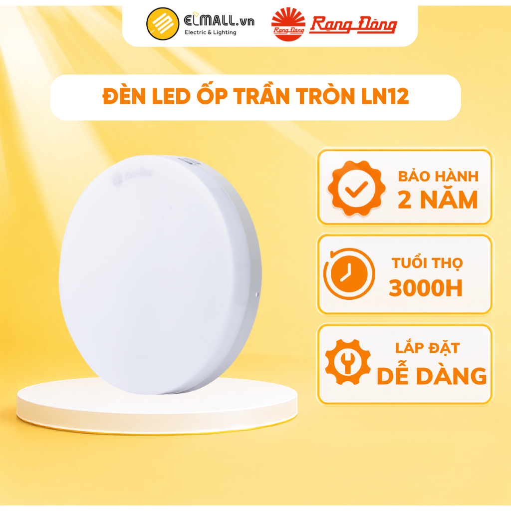 Đèn ốp trần Rạng Đông tròn LN12N 12W-18W-24W 220V - ELMALL