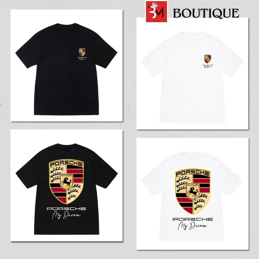 Áo Phông Porsche In Khiên Ngựa Form Unisex Nam Nữ Vải Cotton 250gsm Áo Thun Porsche 583645
