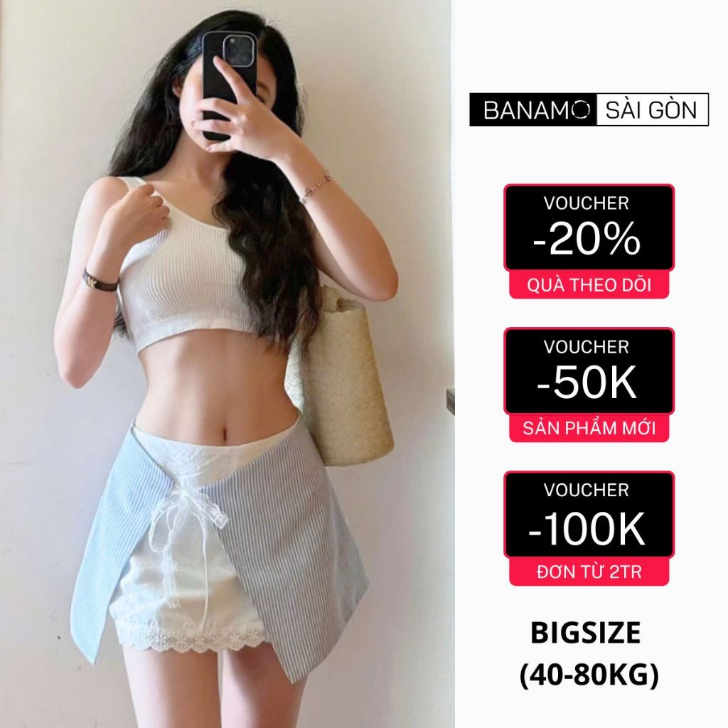 Chân váy Ballet BIGSIZE Banamo Sài Gòn váy Mini Skirt phối ren hoa kèm quần bảo hộ 5940