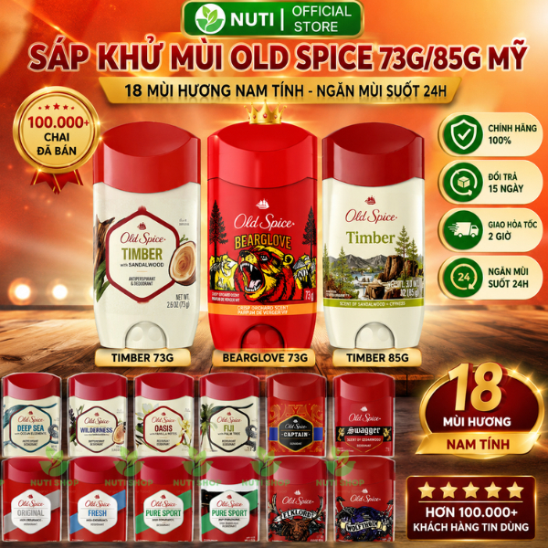 Lăn & Sáp Khử Mùi Old Spice USA 85g/96g – Ngừa Mồ Hôi, Không Thâm, Hương Nam Tính Lâu Phai