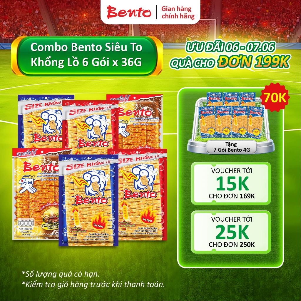 (QÙA ĐƠN ĐƠN 209K) Combo 6 Gói Siêu Khổng Lồ Bento Mực Thái Lan Snack Ăn Vặt Văn Phòng Vị Cay