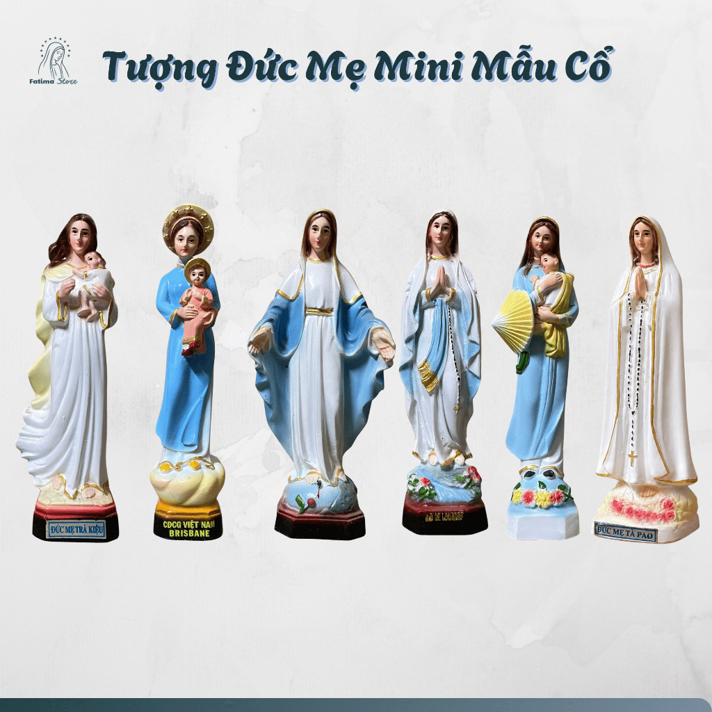 Tượng Đức Mẹ Mini Mẫu Cổ Composite Vẽ Tay Thủ Công | Tượng Công Giáo Sưu Tầm Quà Tặng Ý Nghĩa