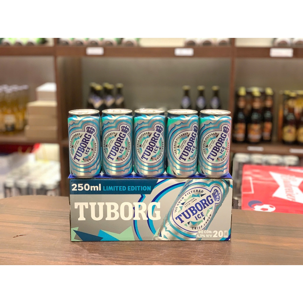 Bia Lager Tuborg Ice 4.3% ABV thùng 20lon 250ml