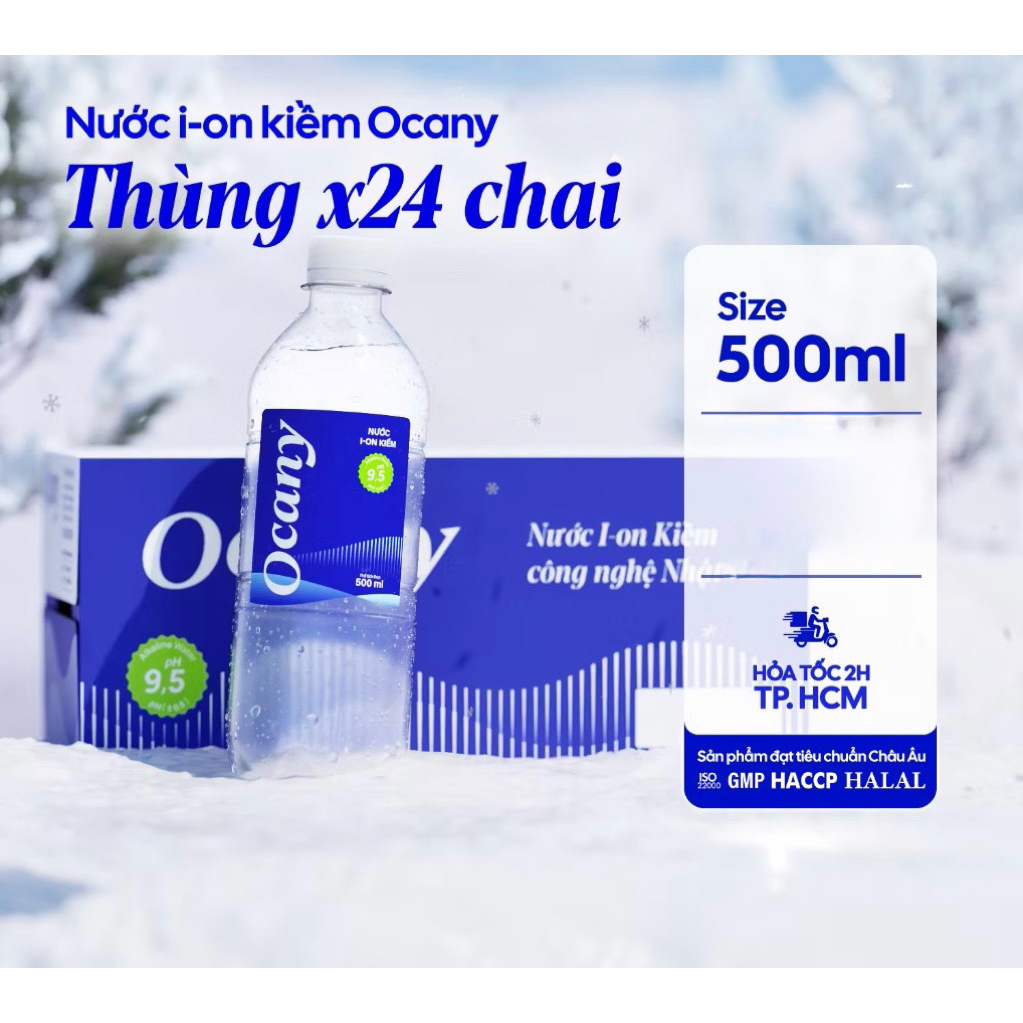 thùng 24 chai nước ion kiềm Ocany 500ml