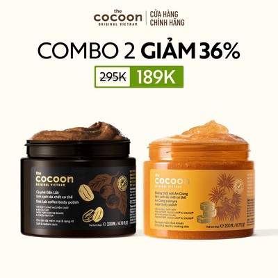 [MUA 2 GIẢM 36%] Combo tẩy da chết cơ thể cà phê Đắk Lắk 200ml & đường thốt nốt An Giang Cocoon 200ml