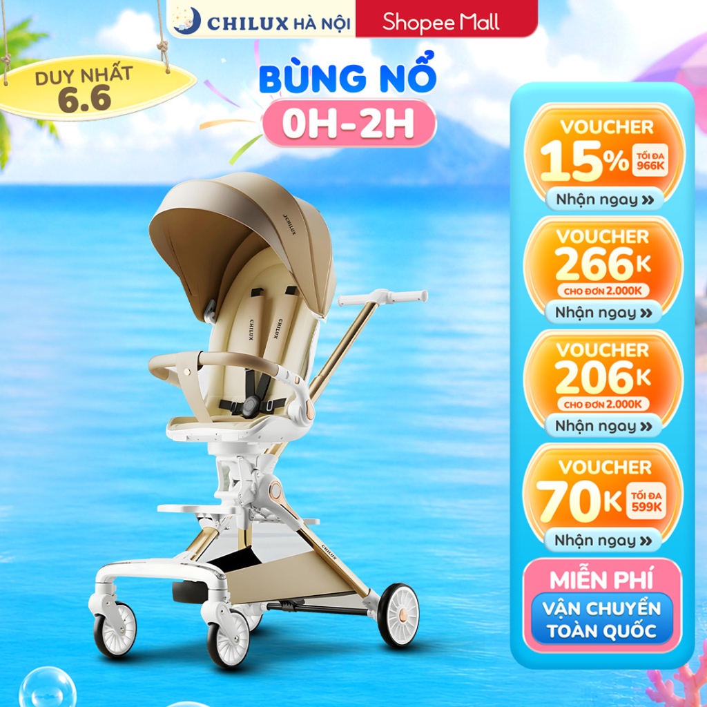 Xe đẩy gấp gọn cho bé Chilux M06 Pro - Xoay 2 chiều, gấp gọn nhanh chóng