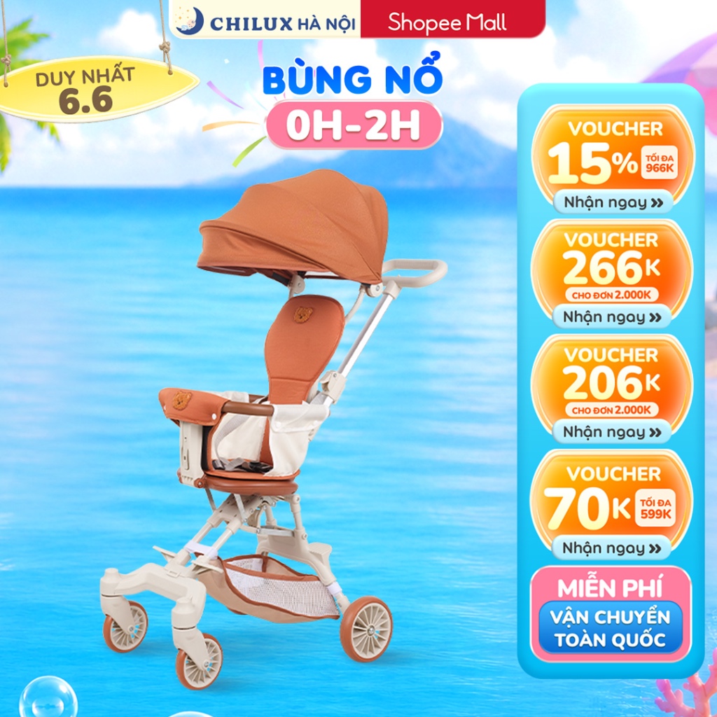 Xe đẩy gấp gọn Chilux M22 - Ghế ngồi xoay 2 chiều, gấp gọn đơn giản