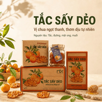 Trái Cây Ăn Vặt, Tắc Sấy Dẻo, Nguyên Liệu Tự Nhiên, Không Chất Bảo Quản, Ăn Vặt Healthy, Hộp 140g