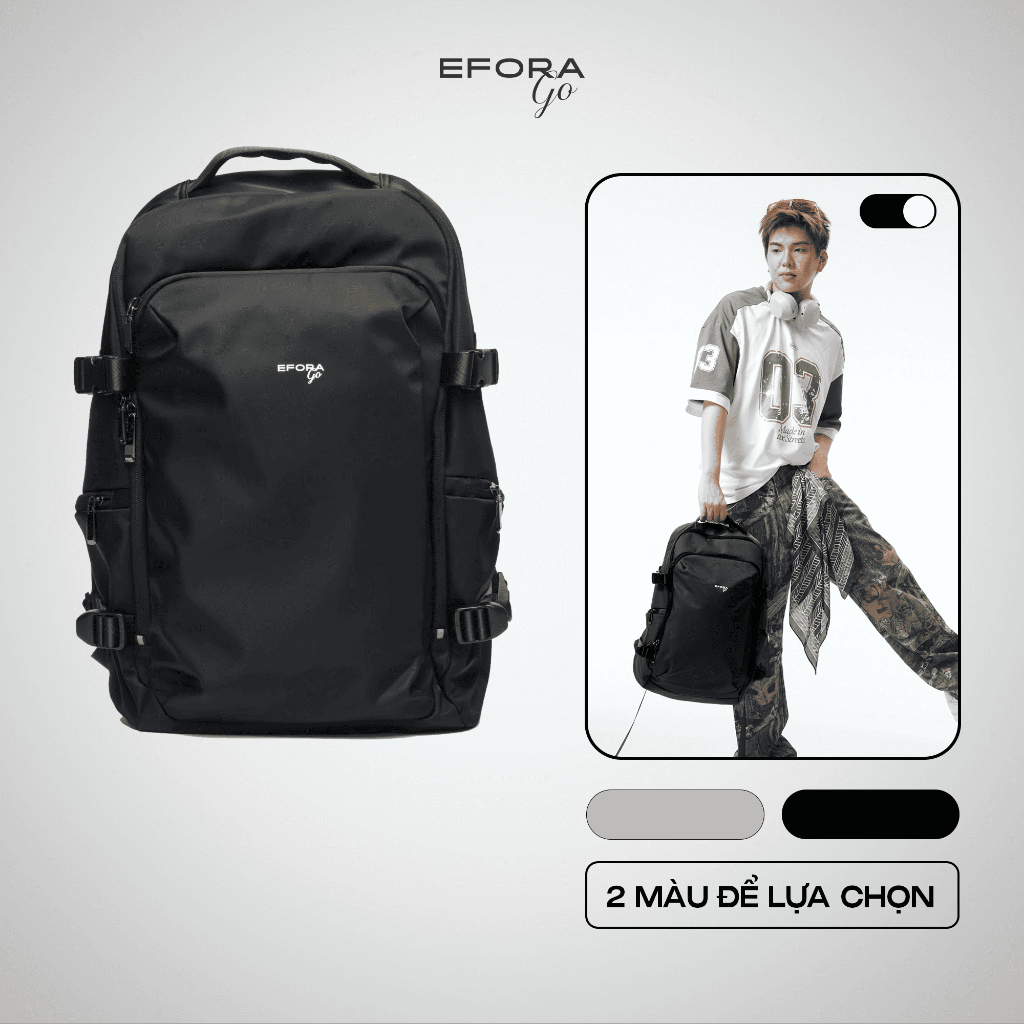 Balo Unisex EFORA Go Urban Nomadic M78-14163-816 Vải Polyester Màu Đen Đi Học Đi Làm Du Lịch