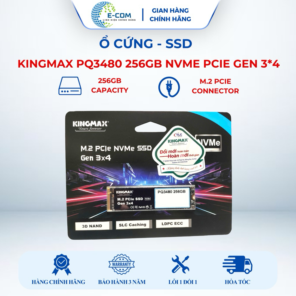 [SP FULL VAT] Ổ cứng SSD NVMe KINGMAX PQ3480 256GB PCIe Gen 3*4
