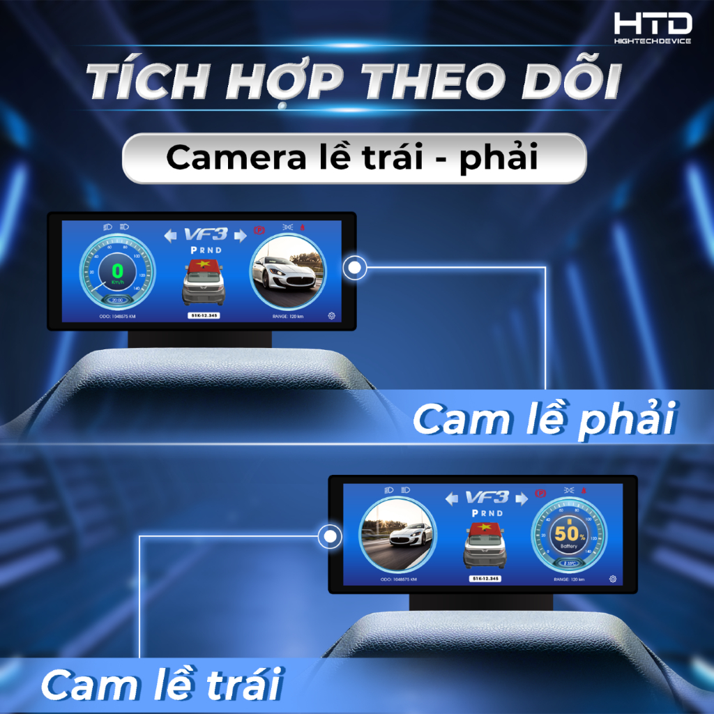 ODO VF3 PLUS tích hợp camera lùi hoặc camera lề chính hãng HTD Việt Nam