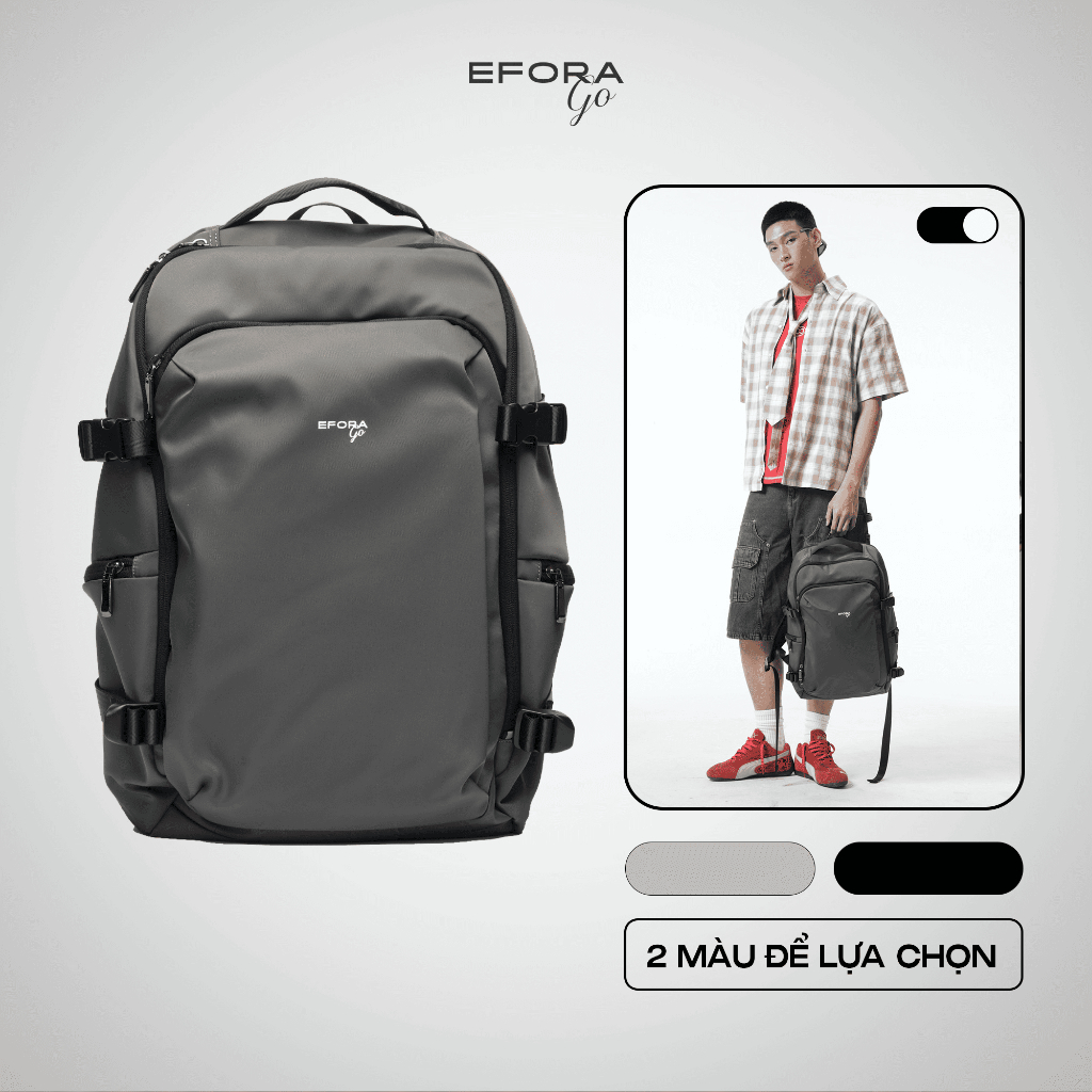 Balo unisex EFORA Go phong cách Urban Nomadic 7C-EG-M78-14163-81Y màu ghi xám