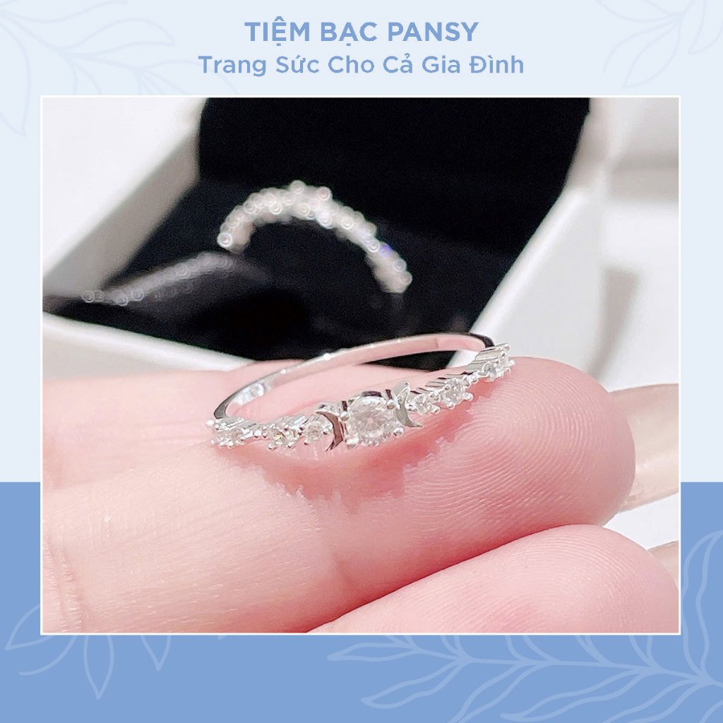 Nhẫn bạc ta nữ PANSY hình kẹo ngọt nạm đá sang trọng lấp lánh
